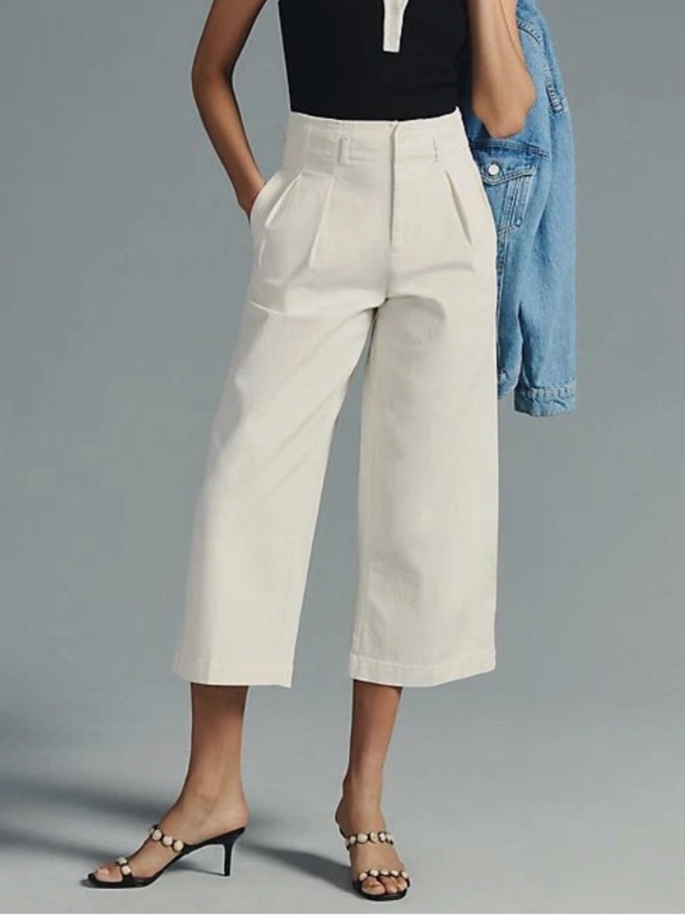 Maeve by Anthropologie Remi Wide Leg Cropped Chino Pants